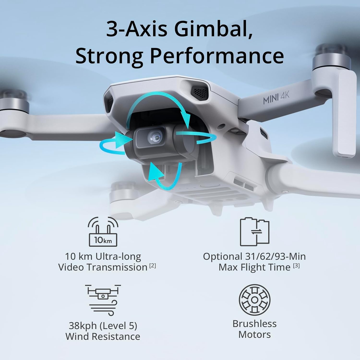 DJI Mini 4K Camera Drone Combo, Drone with 4K UHD Camera for Adults, Under 249 g, 3-Axis Gimbal Stabilization, 10km Video Transmission, Auto Return, 2...