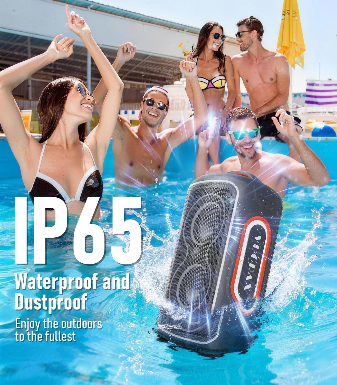 Portable Bluetooth Speaker, 240W Peak Power with Deep Bass, 24-Hour Playtime, IP65 Waterproof, RGB Lights, TWS Pairing & Fast Charge - Ideal for Outdoor, Beach, Camping
