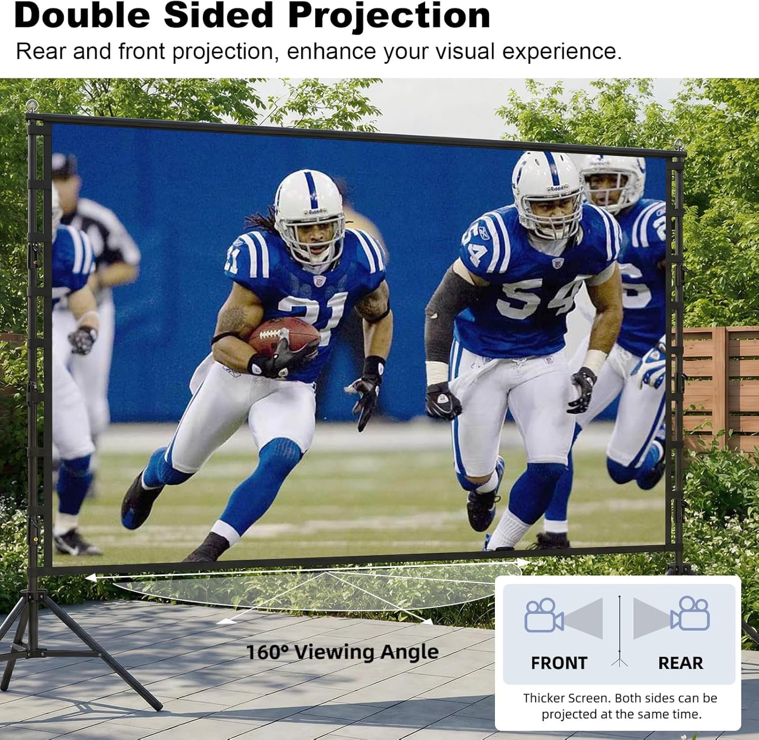 Projector Screen with Stand, Wootfairy 200 inch Portable and Foldable Projection Screen 4K HD 16:9 Rear Front Wrinkle-Free Movie Screen with Carry Bag for Indoor Outdoor Home Theater Backyard Cinema