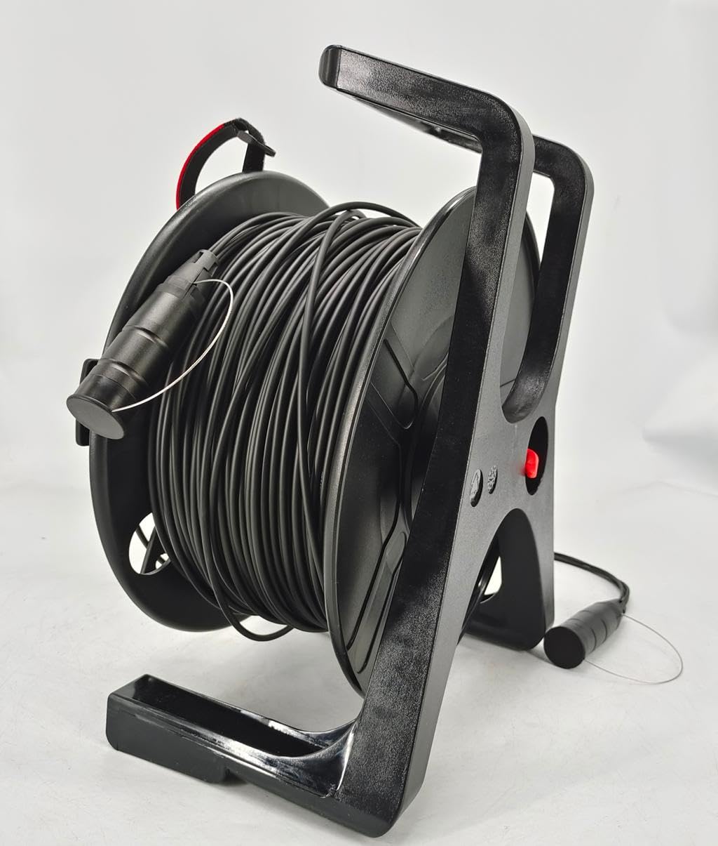 Outdoor Armored Fiber Optic Cable LC to LC 2 Strands Single Mode with Fiber Tactical Cable Reel (200, feet)