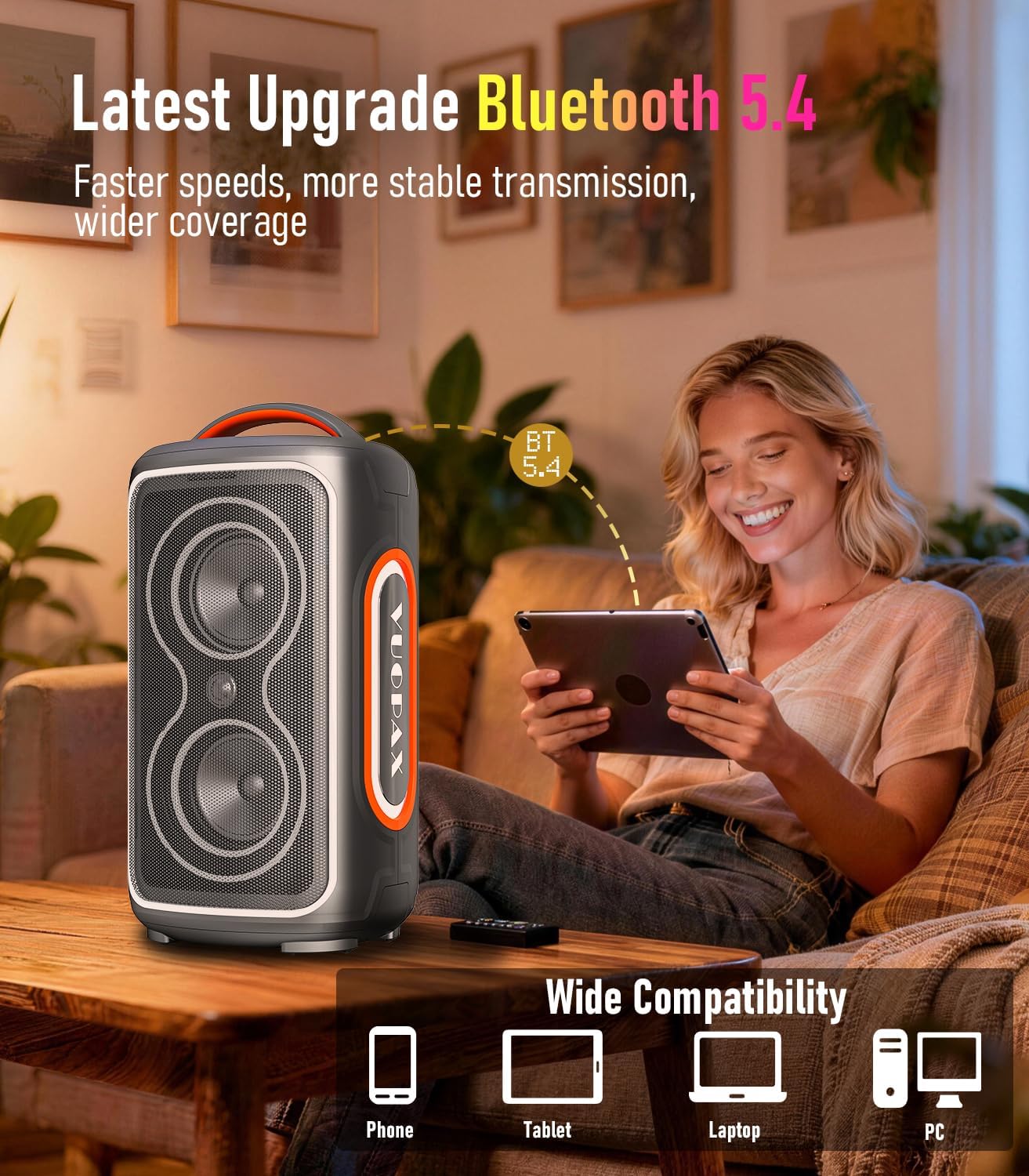 Portable Bluetooth Speaker, 240W Peak Power with Deep Bass, 24-Hour Playtime, IP65 Waterproof, RGB Lights, TWS Pairing & Fast Charge - Ideal for Outdoor, Beach, Camping