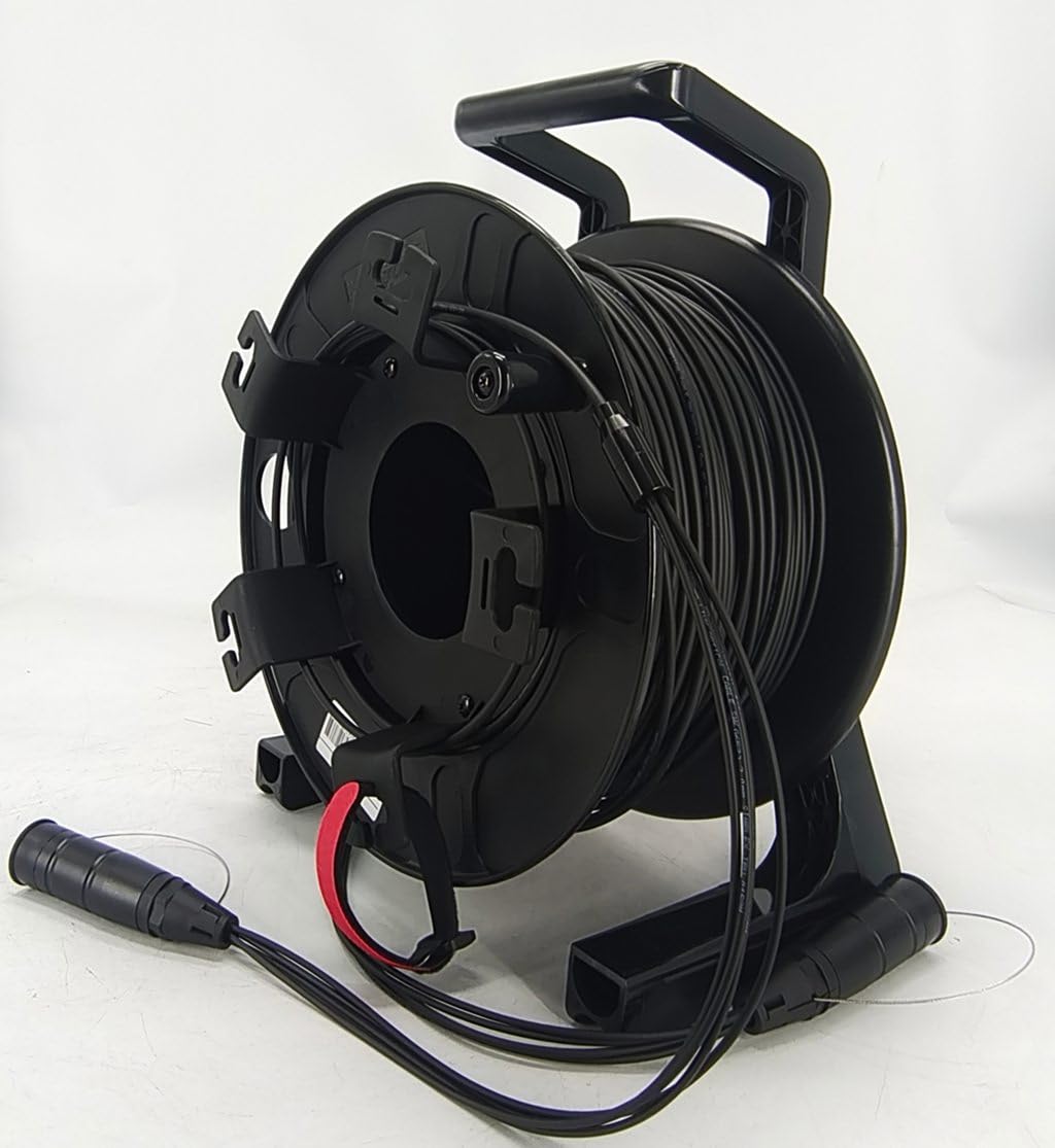 Outdoor Armored Fiber Optic Cable LC to LC 2 Strands Single Mode with Fiber Tactical Cable Reel (200, feet)
